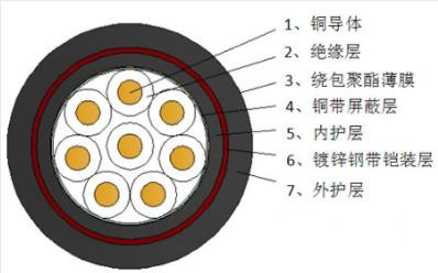 聚氯乙烯絕緣銅帶屏蔽鋼帶鎧裝控制電纜